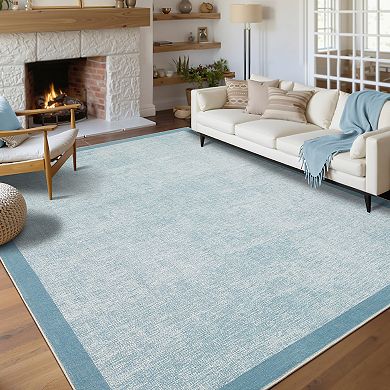 Garvee Modern Solid Color Area Rug Washable Low Pile Non Slip Floor Rug for Bedroom Dining Room