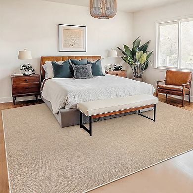 Garvee Modern Solid Color Woven Area Rug Machine Washable Minimalist Design for High-Traffic Areas