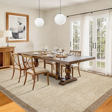 Garvee Modern Solid Color Area Rug Washable Low Pile Non Slip Floor Rug for Bedroom Dining Room