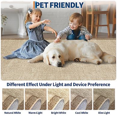 Garvee Modern Solid Color Area Rug Washable Low Pile Non Slip Floor Rug for Bedroom Dining Room