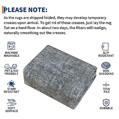 Garvee Modern Solid Color Area Rug Washable Low Pile Non Slip Floor Rug for Bedroom Dining Room