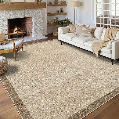 Garvee Modern Solid Color Area Rug Washable Low Pile Non Slip Floor Rug for Bedroom Dining Room