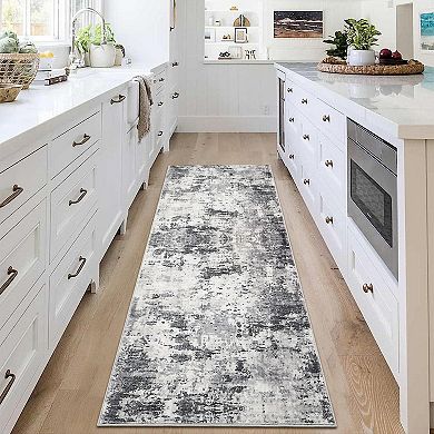 Garvee Modern Abstract Area Rug for Dining Room Non Slip Machine Washable Low Pile Rug for Bedroom