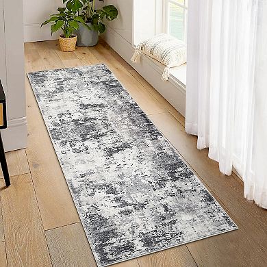 Garvee Modern Abstract Area Rug for Dining Room Non Slip Machine Washable Low Pile Rug for Bedroom