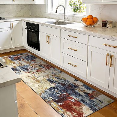 Garvee Abstract Area Machine Washable Ultra Thin Non Slip Carpet for Modern Living Room Bedroom