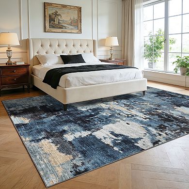 Garvee Abstract Area Machine Washable Ultra Thin Non Slip Carpet for Modern Living Room Bedroom