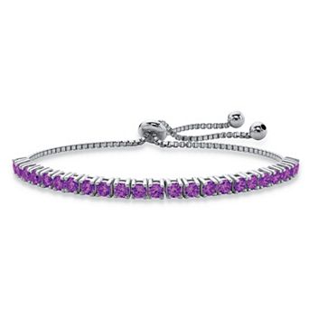 PalmBeach Jewelry Silvertone Simulated Birthstone Bolo Bracelet