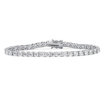 PalmBeach Jewelry 10.75 TCW Round Cubic Zirconia Platinum-Plated Tennis Bracelet 7.5"