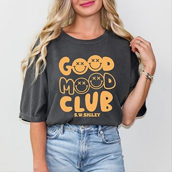 S.W.Smiley Good Mood Club Smiley Double X - Women's Garment Dyed Graphic T-Shirt