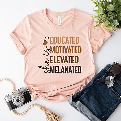 She Is Melanated - Women's Short Sleeve Graphic T-Shirt