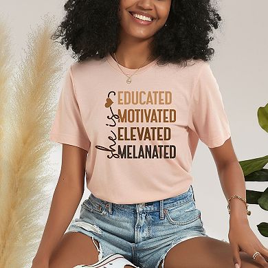 She Is Melanated - Women's Short Sleeve Graphic T-Shirt