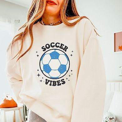 Vintage Blue Soccer Vibes - Women's Lightweight Garment Dyed Sweatshirt