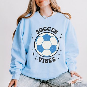 Vintage Blue Soccer Vibes - Women's Lightweight Garment Dyed Sweatshirt