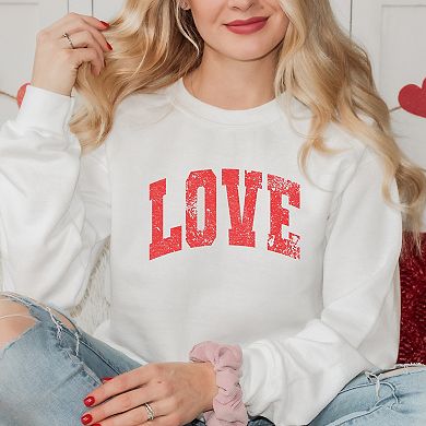 Love Varsity Arched Distressed - Women's Graphic Sweatshirt