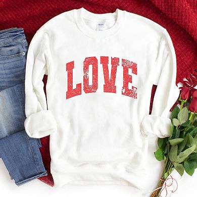 Love Varsity Arched Distressed - Women's Graphic Sweatshirt
