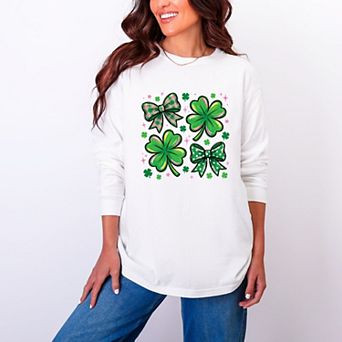 Clover Stars Coquette - Women's Garment Dyed Long Sleeve Graphic T-Shirt