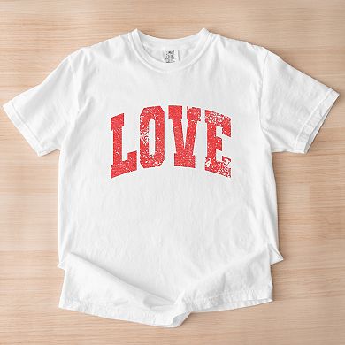 Love Varsity Arched Distressed - Women's Garment Dyed Graphic T-Shirt