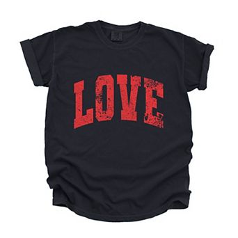 Love Varsity Arched Distressed - Women's Garment Dyed Graphic T-Shirt