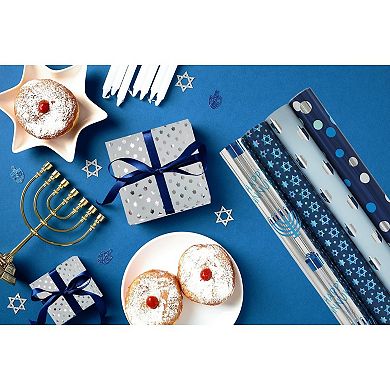 Great Ambitions 4-Pack Gift Wrap Design,17.5" X 180" (15' Ft.) Inch Sheet Wrapping Paper