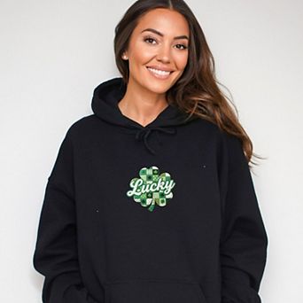 Lucky Clover Patchwork Print - Women's Graphic Hoodie