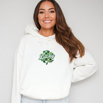 Lucky Clover Patchwork Print - Women's Graphic Hoodie