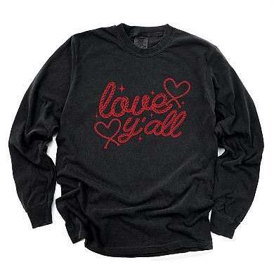 Love Y'all Rope - Women's Garment Dyed Long Sleeve Graphic T-Shirt