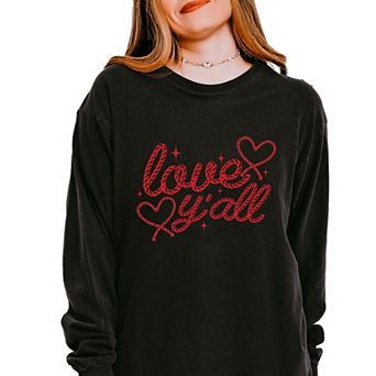 Love Y'all Rope - Women's Garment Dyed Long Sleeve Graphic T-Shirt