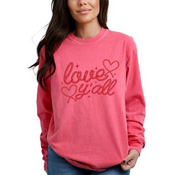 Love Y'all Rope - Women's Garment Dyed Long Sleeve Graphic T-Shirt