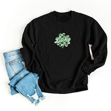 Lucky Clover Patchwork Print - Women's Graphic Sweatshirt