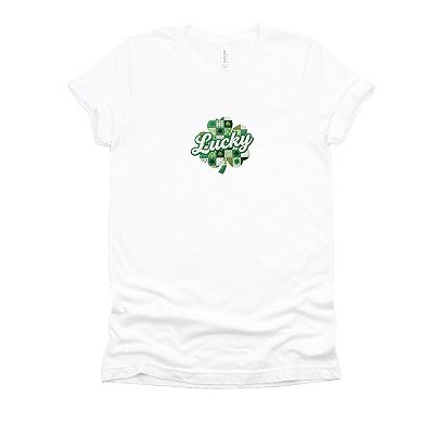 Lucky Clover Patchwork Print - Women's Short Sleeve Graphic T-Shirt