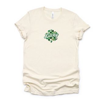 Lucky Clover Patchwork Print - Women's Short Sleeve Graphic T-Shirt