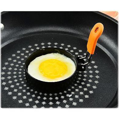 Great Ambitions 3.5" Egg Rings Set of 4 with Silicone Handle,for Frying Eggs,w Silicone Oil Brush