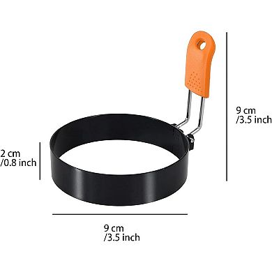 Great Ambitions 3.5" Egg Rings Set of 4 with Silicone Handle,for Frying Eggs,w Silicone Oil Brush
