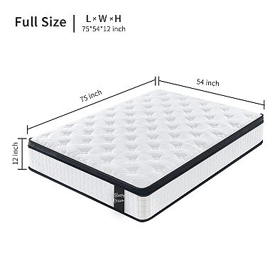 Full 12 in. CertiPUR-US Hybrid Mattress with 7-Zoned Individual Pocket Spring Memory Foam