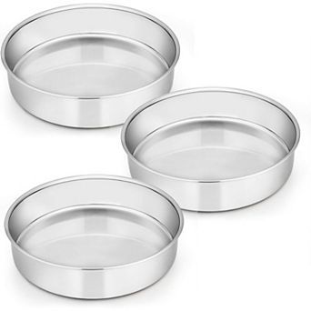 Great Ambitions 8 in Cake Pan Set of 3,Stainless Steel Round Layer Cake Baking Pans,Dishwasher Safe