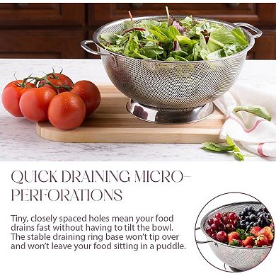 Great Ambitions Colander for Kitchen 5 Qt Stainless Steel Strainer with Handle