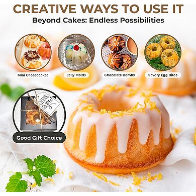 Great Ambitions Bakeable Plastic Mini Flan Molds Pan,Baking Pan With Non-Stick Silicone,Reusable Non