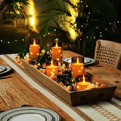 Great Ambitions Flameless Candles with Embedded Star String Fairy Lights,Remote Control and Timer