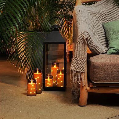 Great Ambitions Flameless Candles with Embedded Star String Fairy Lights,Remote Control and Timer