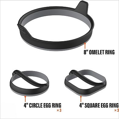 Great Ambitions Egg & Omelet Ring Kit (7 Piece Set)Non Stick Silicone Cooker Mold for Pancake