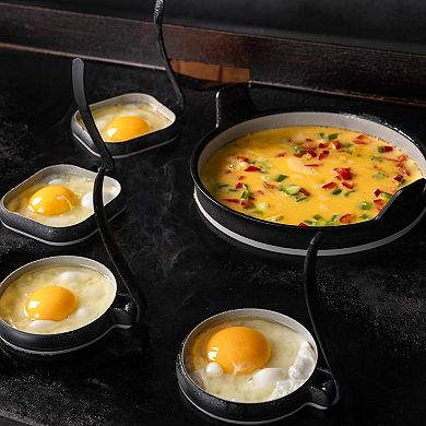 Great Ambitions Egg & Omelet Ring Kit (7 Piece Set)Non Stick Silicone Cooker Mold for Pancake