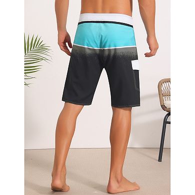 Summer Colorblock Beach Shorts for Men's Drawstring Shorts with Side Pocket