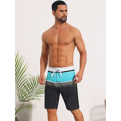Summer Colorblock Beach Shorts for Men's Drawstring Shorts with Side Pocket
