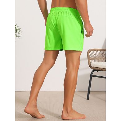 Summer Beach Shorts for Men's with Pockets Elastic Waist Solid Board Shorts