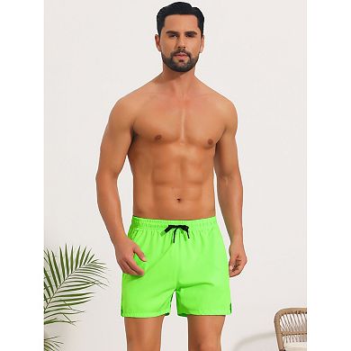 Summer Beach Shorts for Men's with Pockets Elastic Waist Solid Board Shorts