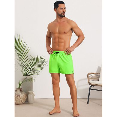 Summer Beach Shorts for Men's with Pockets Elastic Waist Solid Board Shorts