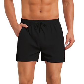 Summer Beach Shorts for Men's with Pockets Elastic Waist Solid Board Shorts
