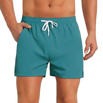 Summer Beach Shorts for Men's with Pockets Elastic Waist Solid Board Shorts