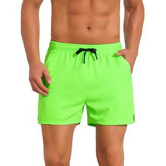Summer Beach Shorts for Men's with Pockets Elastic Waist Solid Board Shorts