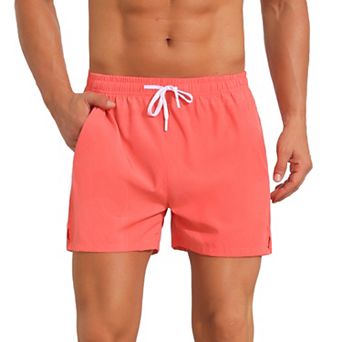 Summer Beach Shorts for Men's with Pockets Elastic Waist Solid Board Shorts